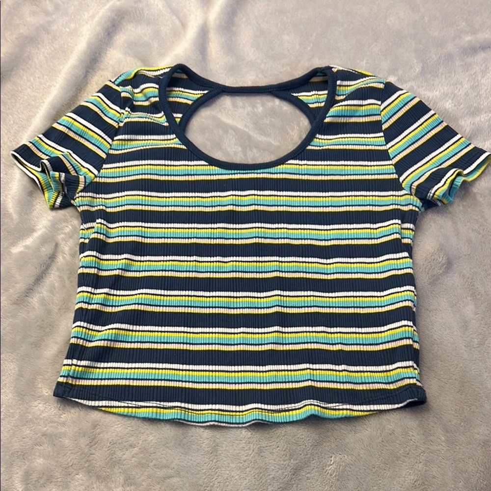 Striped Navy Juniors Top